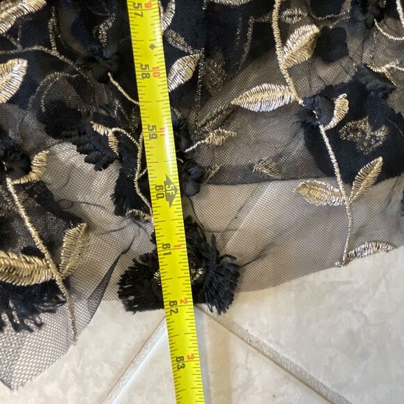 Altar'd State Arabella 3D embroidered Floral Maxi Dress Small BLACK/Gold EUC - Picture 7 of 12